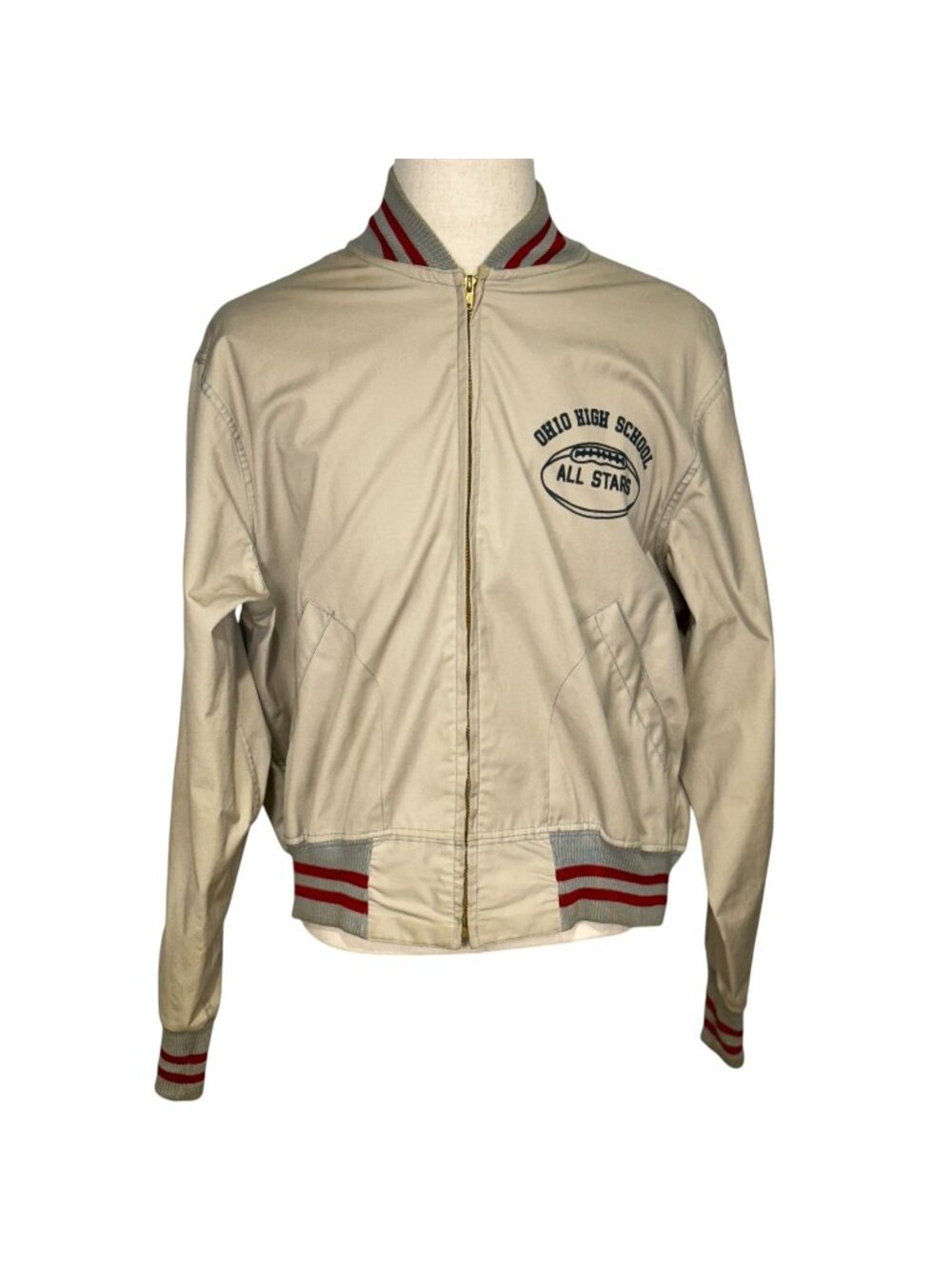 Ohio High School All Stars Vintage 50s Champion Varsity Jacket XL Gray Cotton Ri